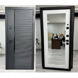 Альфа Зеркало / ПВХ Графит / ПВХ Аляска / Line Door