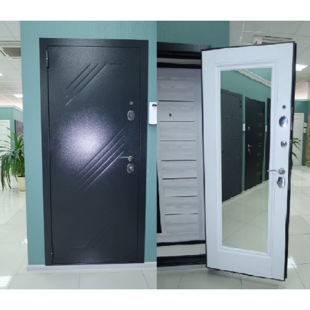 Мега Зеркало  / Черный букле / Роял Вуд белый / Line Door