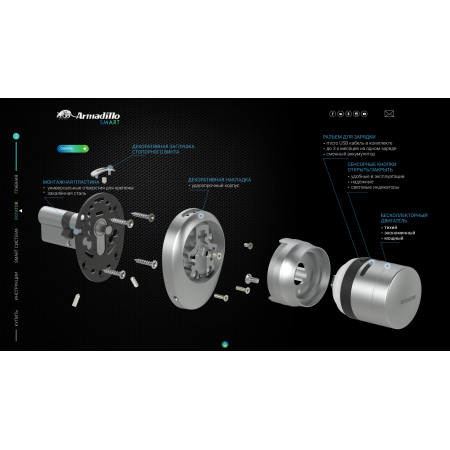 Электронный замок Armadillo ROTATOR EL. RT01.01 BL Черный Электронный замок Armadillo ROTATOR EL. RT01.01 BL Черный